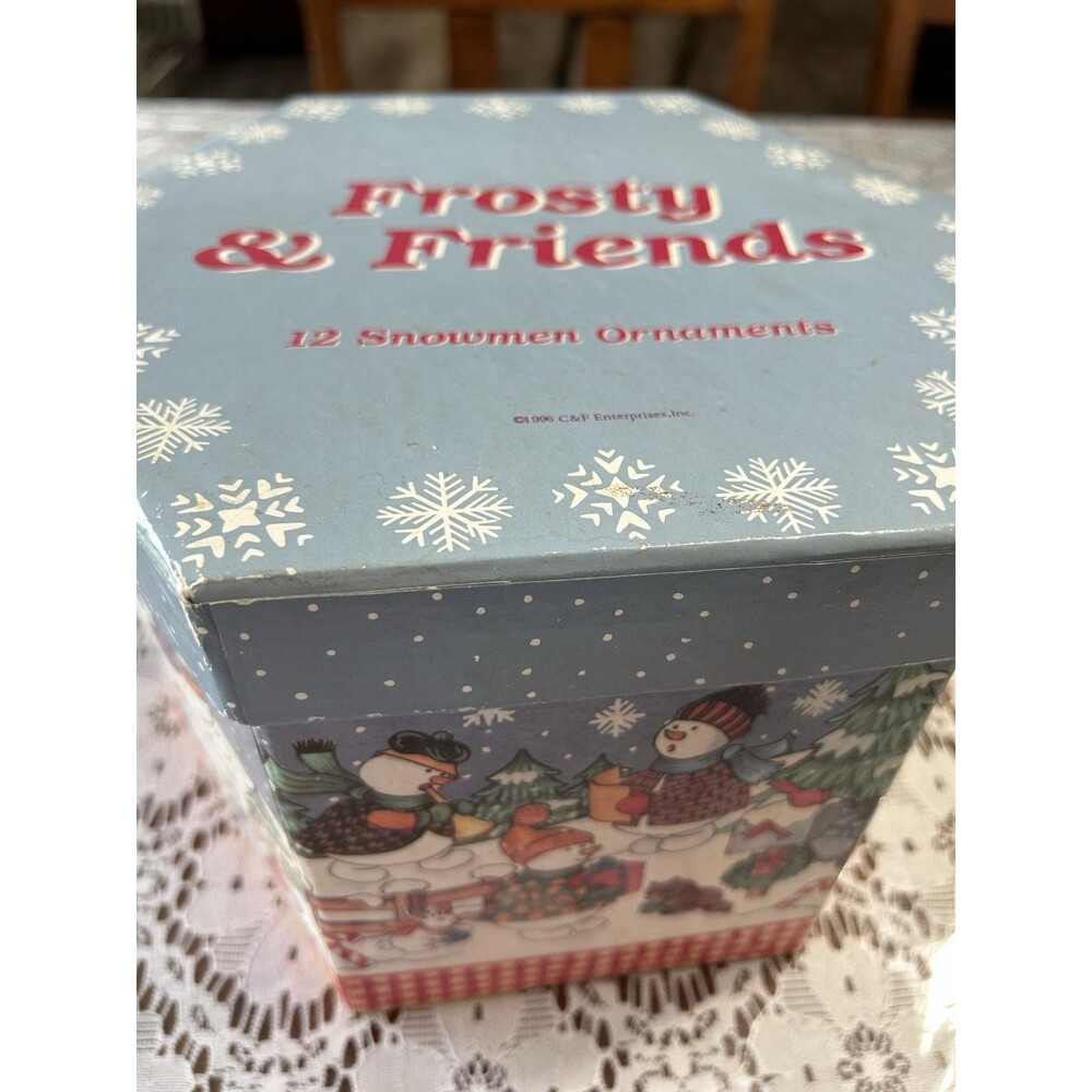 Vintage Set of 12 Frosty & Friends Christmas Ornaments. In Original Box 1996